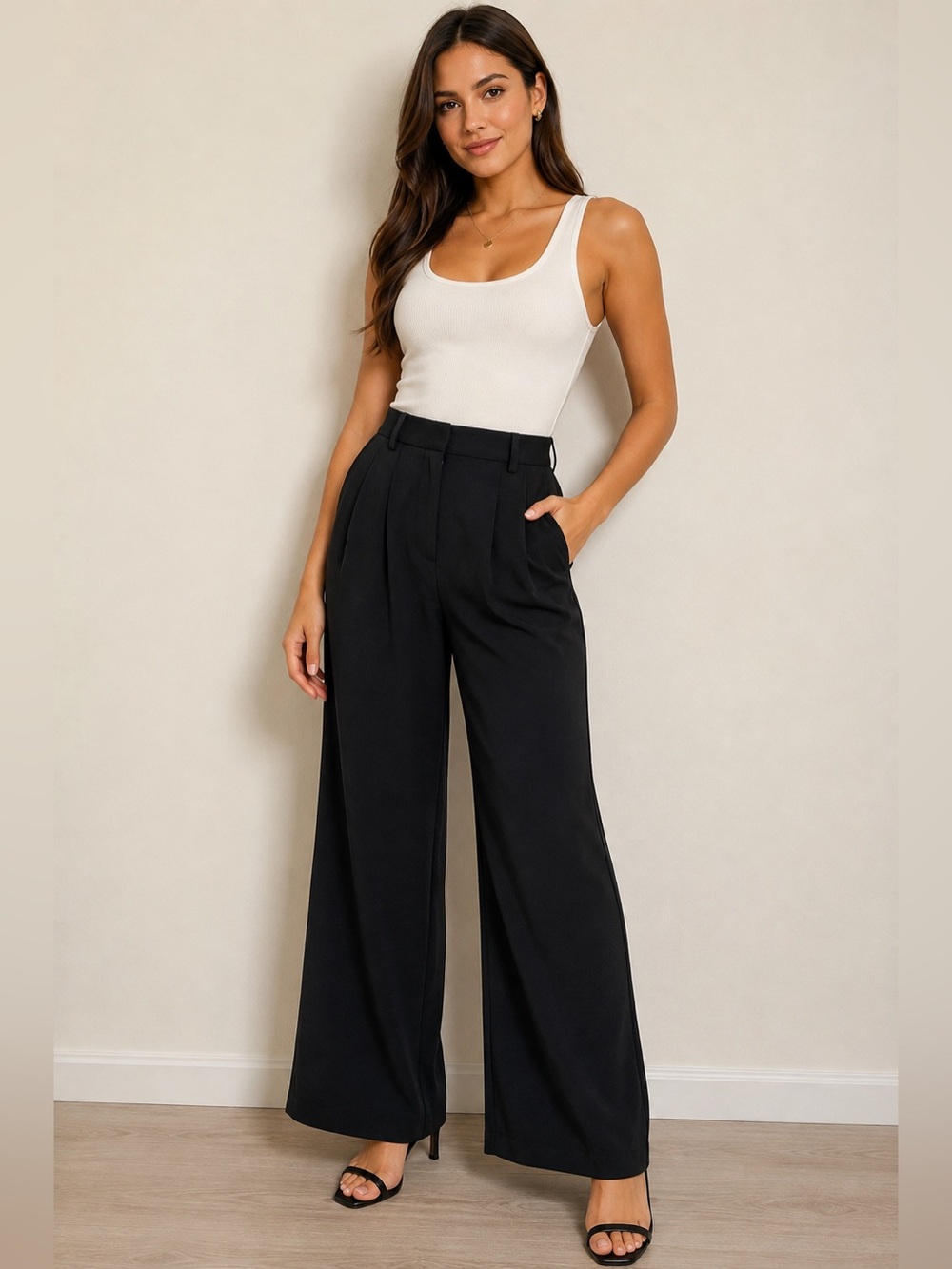French connection wide Leg High-Waist Black Pants